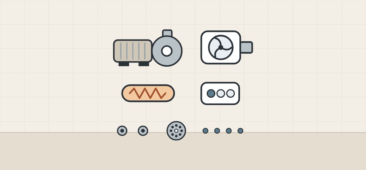Illustration of a pump, a blower, an in-line heater and a keypad with wall jets, a suction cover and air outlets