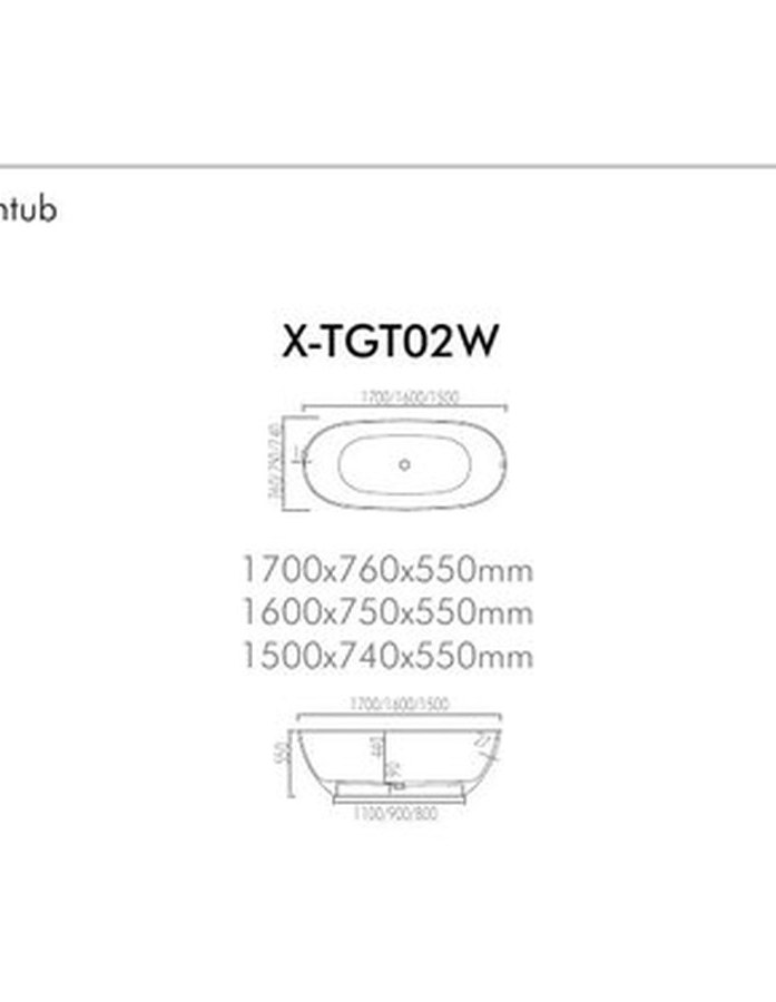 A dimensioned drawing for a freestanding bathtub