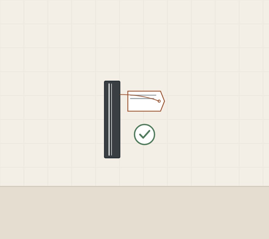 Illustration of a profile length with an identification tag and a tick
