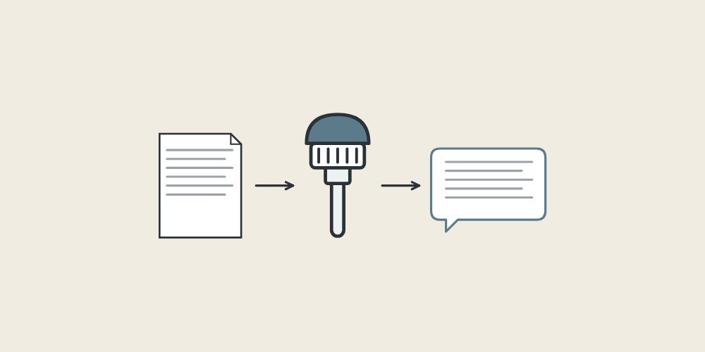 Illustration of a document, a valve and a message bubble linked by arrows