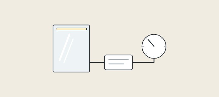 Illustration: a lit mirror wired to a driver box and a wall dimmer dial