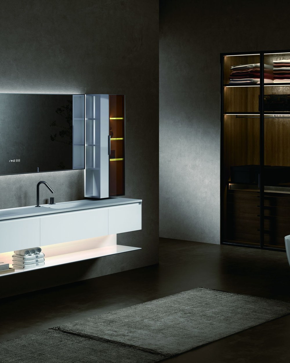 A bathroom vanity set in a boutique hotel