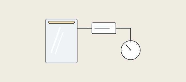 Illustration: a lit mirror wired to a driver box and a rotary dimmer