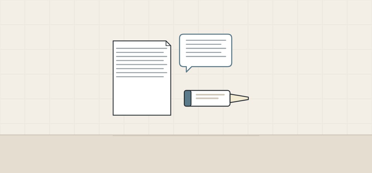 Illustration of a drawing sheet, a message bubble and a sealant cartridge