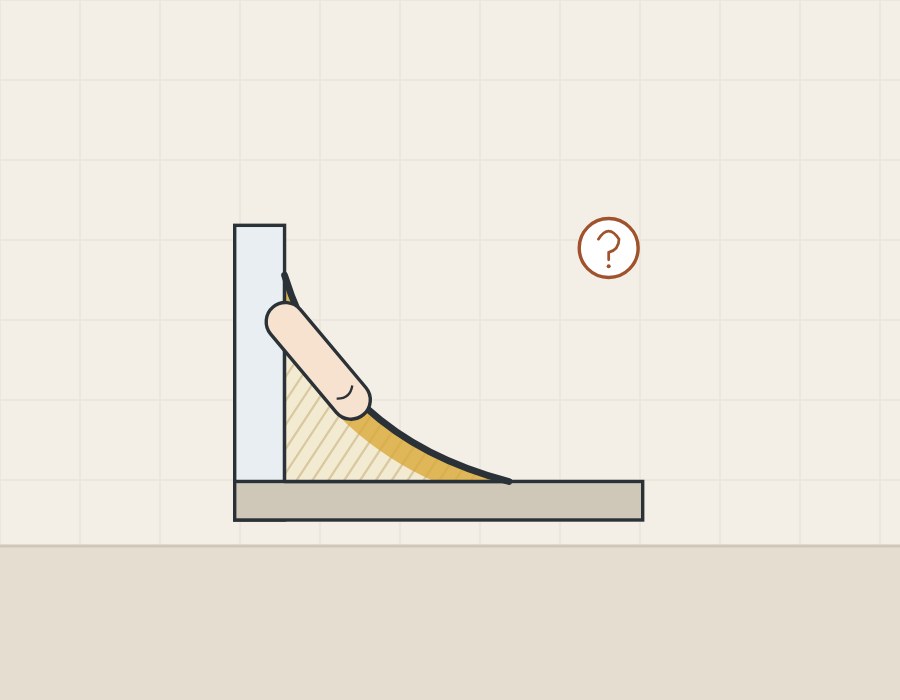 Illustration of a fingertip touching the dry skin of a sealant bead whose core is still uncured