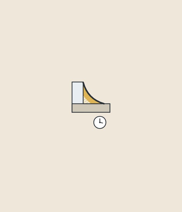 Illustration of a corner sealant joint in section above a clock
