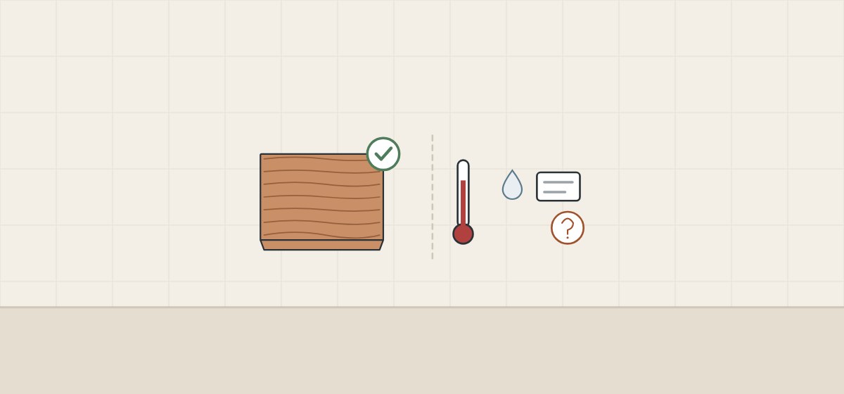Illustration of a sample board with a check mark beside a thermometer, a water drop and a small card with a question mark