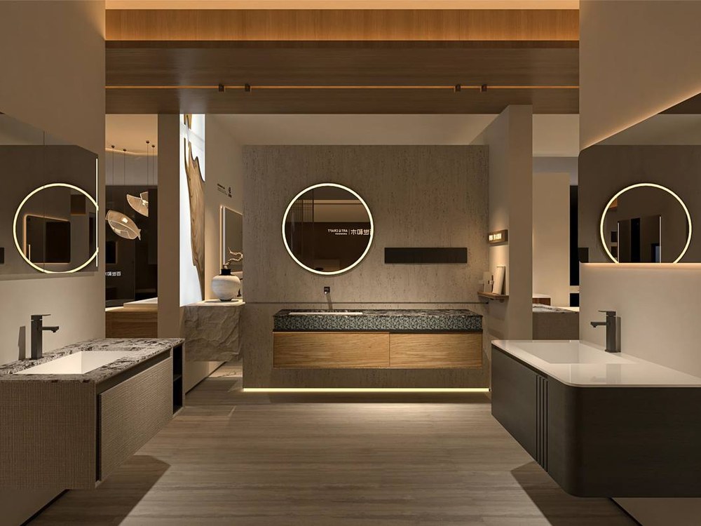Several bathroom vanity types shown together