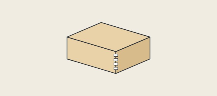 Illustration: a drawer box in perspective with a jointed corner