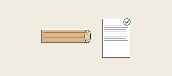 Illustration: a solid wood board with end grain beside a checked document