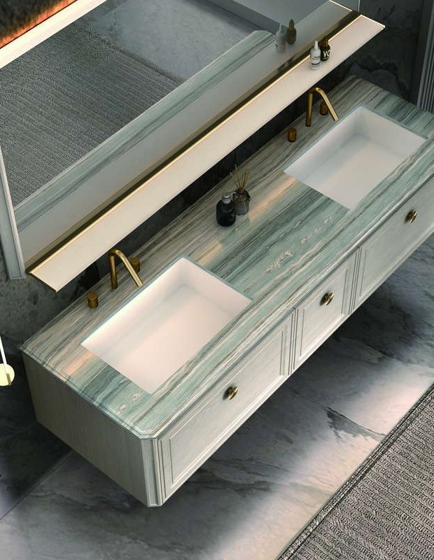 Drawer storage in a solid wood bathroom vanity
