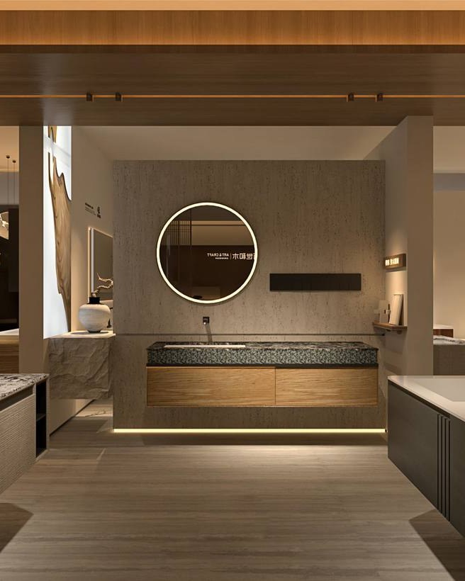 Several bathroom vanity types shown together