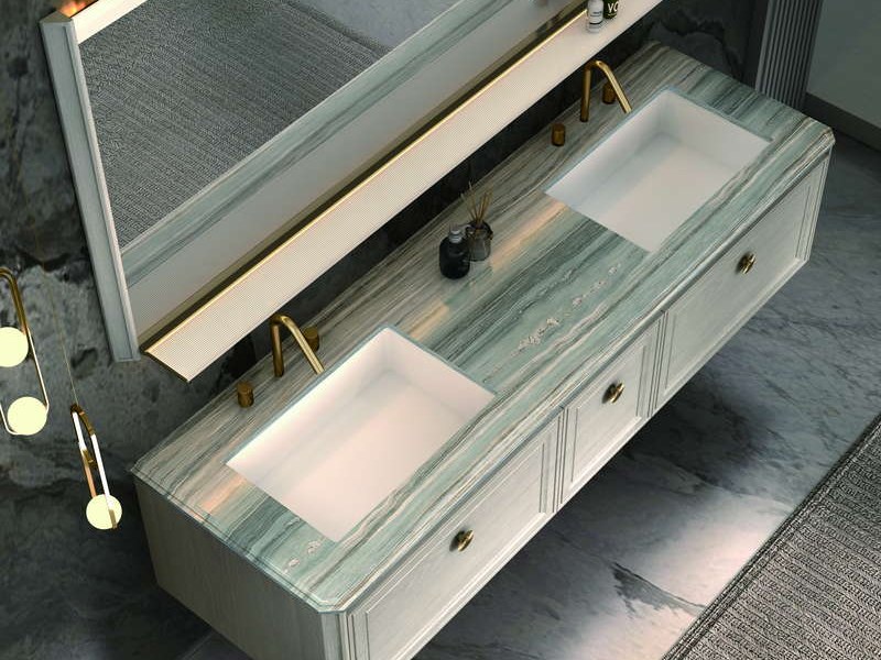 Drawer storage in a solid wood bathroom vanity