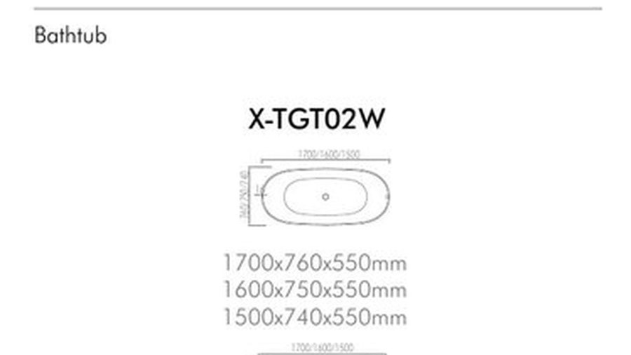A dimensioned drawing for a freestanding bathtub