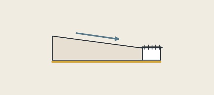 Illustration: a floor sloping in one direction to a linear drain with a membrane line below