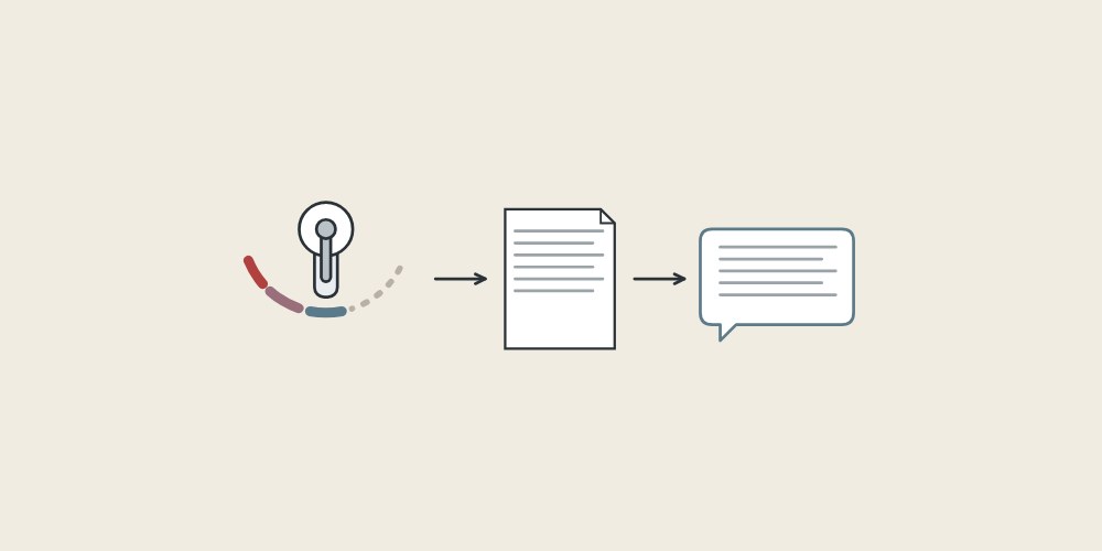 Illustration of a cold-start handle, a document and a message bubble linked by arrows
