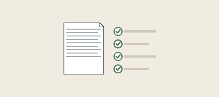 Illustration: a request document beside four ticked lines