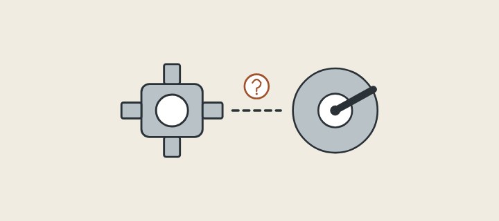 Illustration: a valve body and a trim plate with a question mark on the link between them