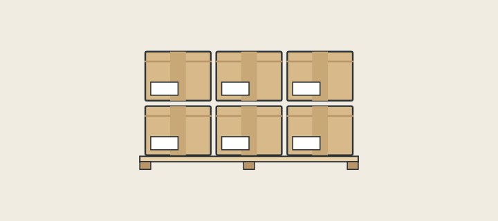 Illustration: six cartons stacked on a pallet