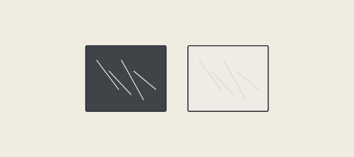 Illustration: a dark sample and a light sample with the same scratches, which stand out on the dark one