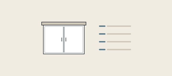 Illustration: a vanity cabinet with a top beside a four-line parts list
