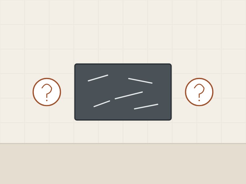 Illustration of a dark sample with fine marks between two question marks