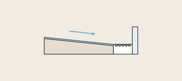 Illustration: a shower floor in section sloping one way to a linear drain at the wall