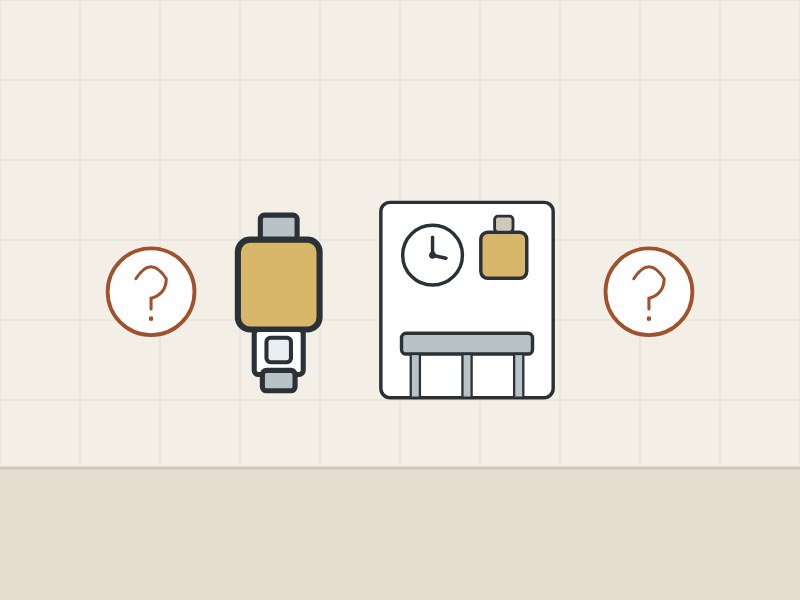 Illustration of a primer valve and a timer cabinet between two question marks