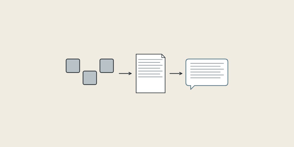 Illustration of three floor drain grates, a document and a message bubble linked by arrows