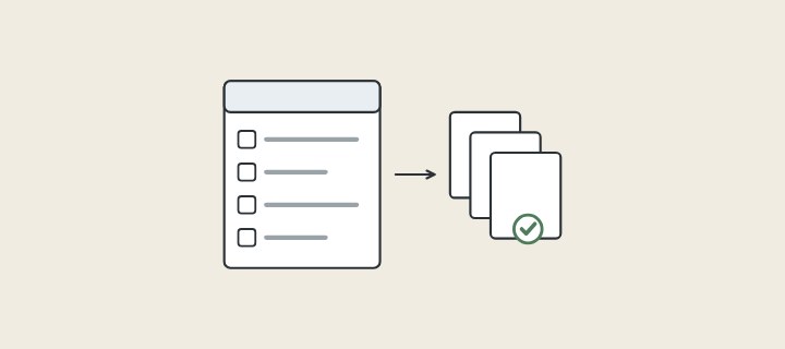 Illustration: a request form with four fields and an arrow to three quotation sheets with a tick