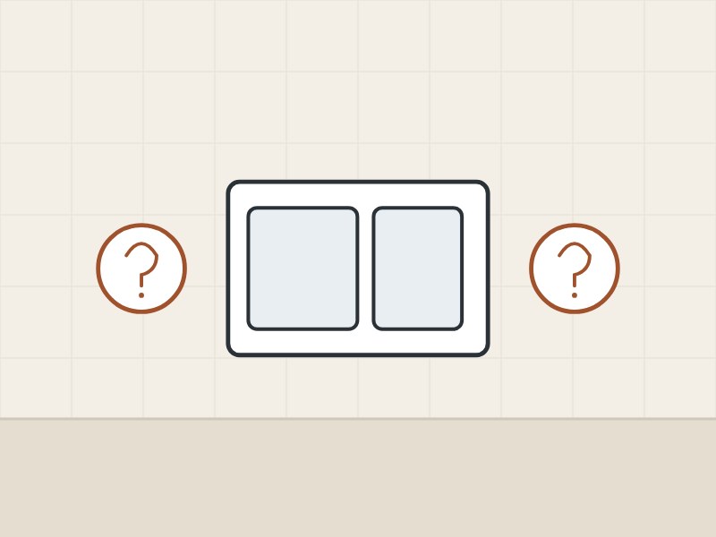 Illustration of a flush plate between two question marks