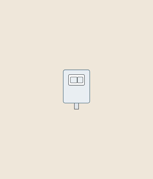 Illustration of a two-button flush plate fixed over the upper part of a concealed cistern