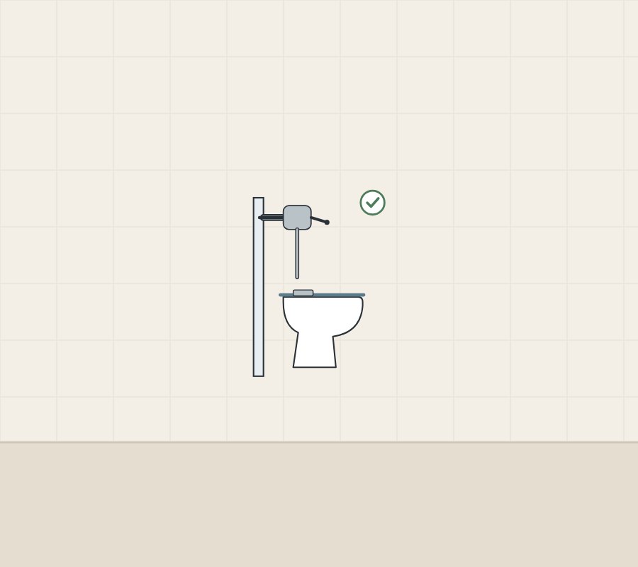 Illustration of a flushometer toilet with a tick