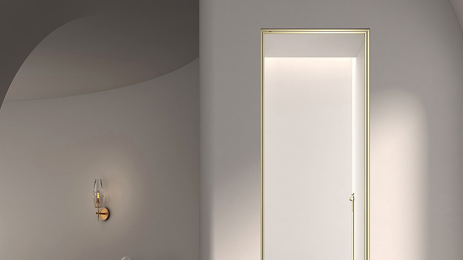 A frameless glass shower enclosure