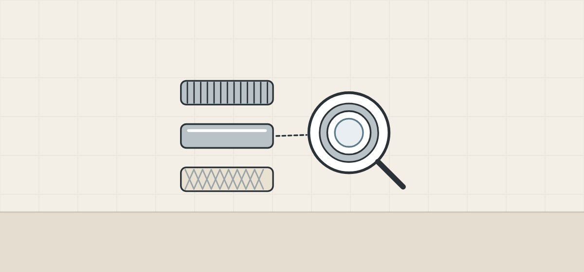 Illustration of metal, smooth and textile hose covers with a magnifier showing a hose cross-section