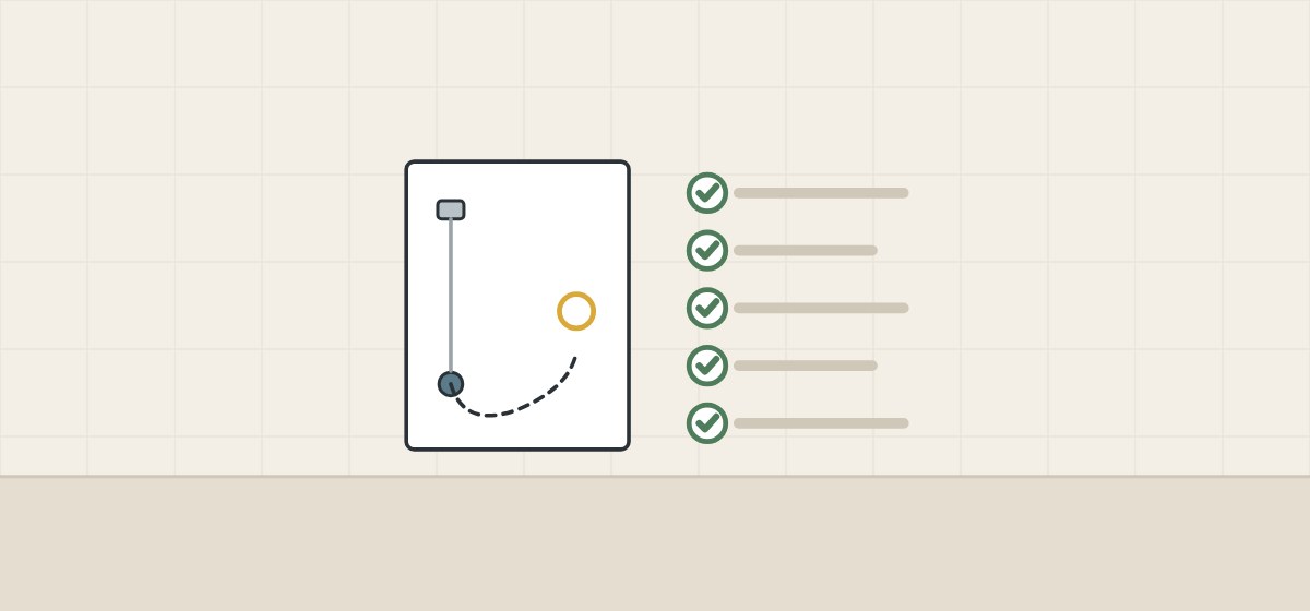 Illustration of a route sketch beside a ticked checklist