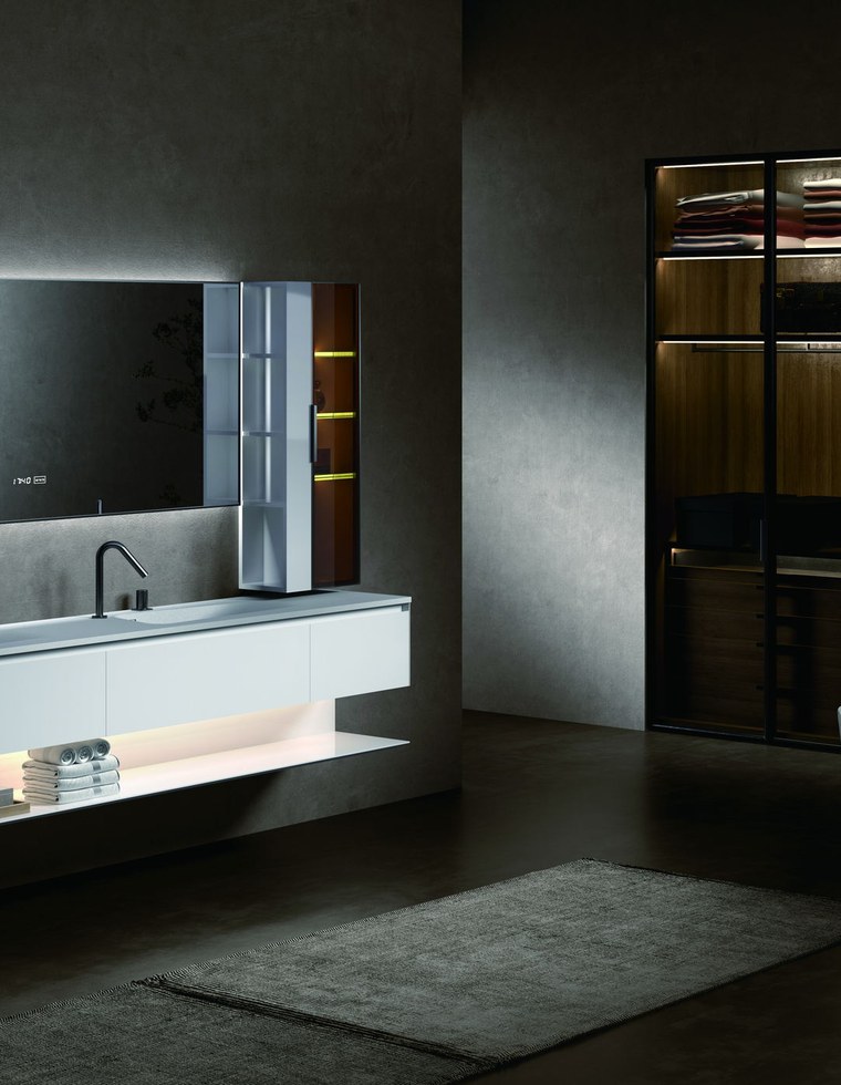 A bathroom vanity set in a boutique hotel