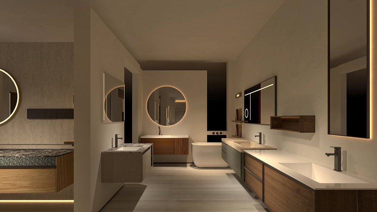 Custom bathroom vanities produced for a hotel project