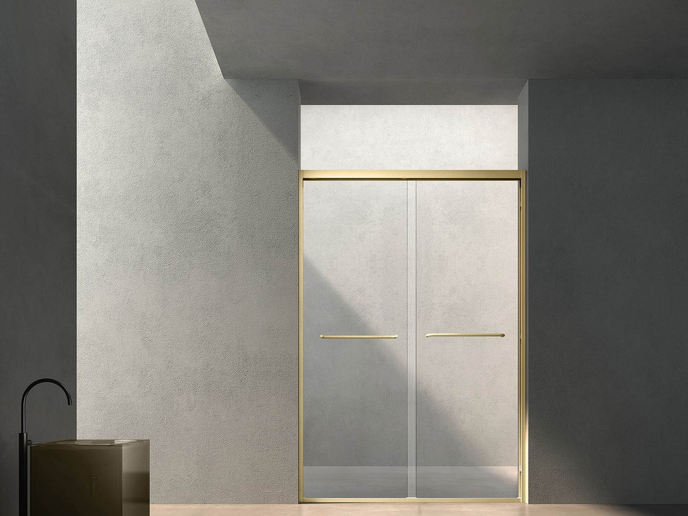 A walk-in shower screen