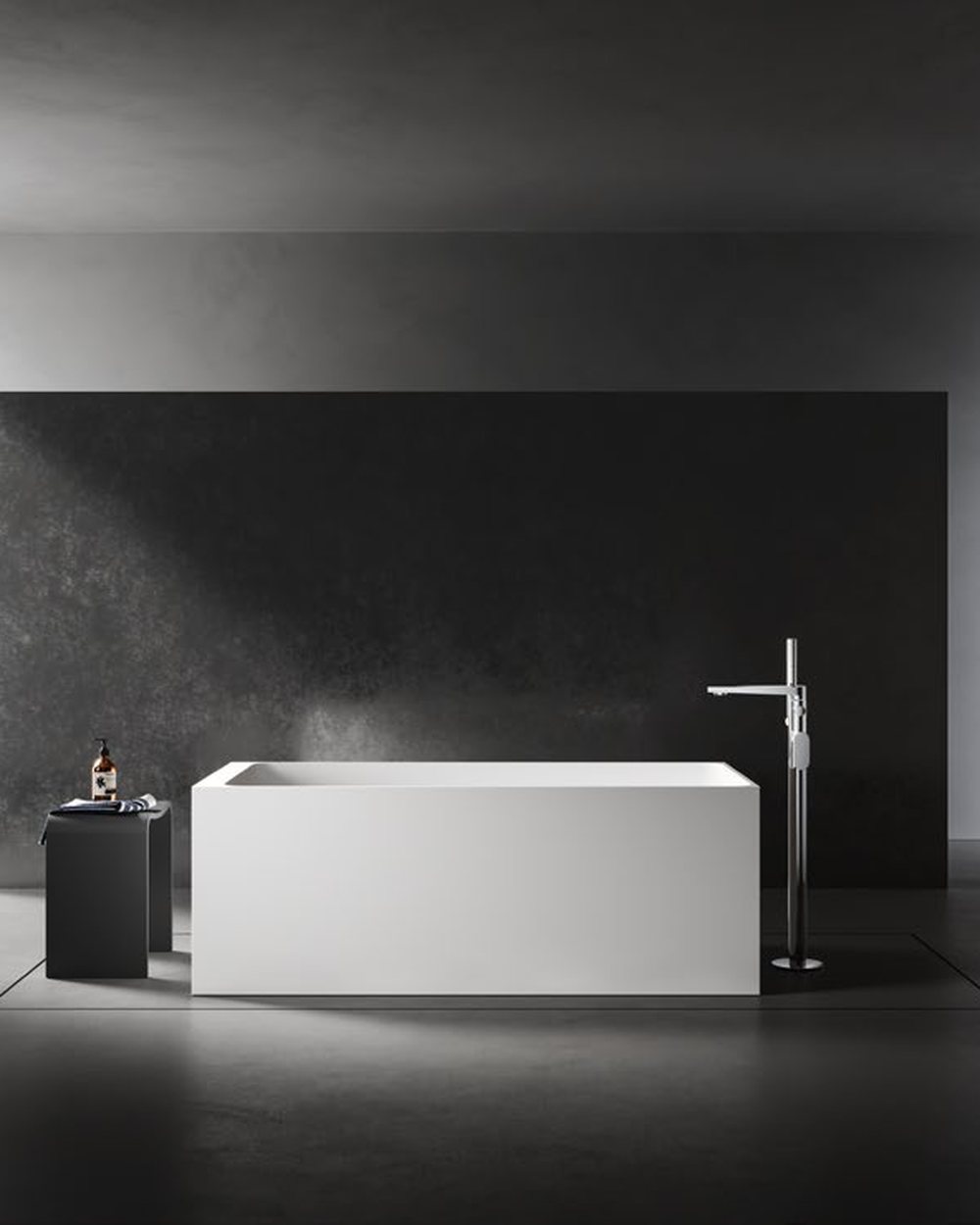 A cast solid surface bathtub with a smooth finished surface
