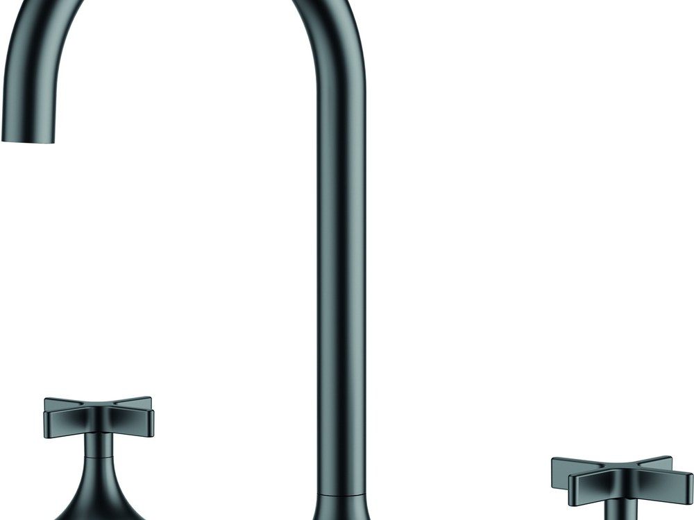 A three-hole widespread faucet set with cross handles