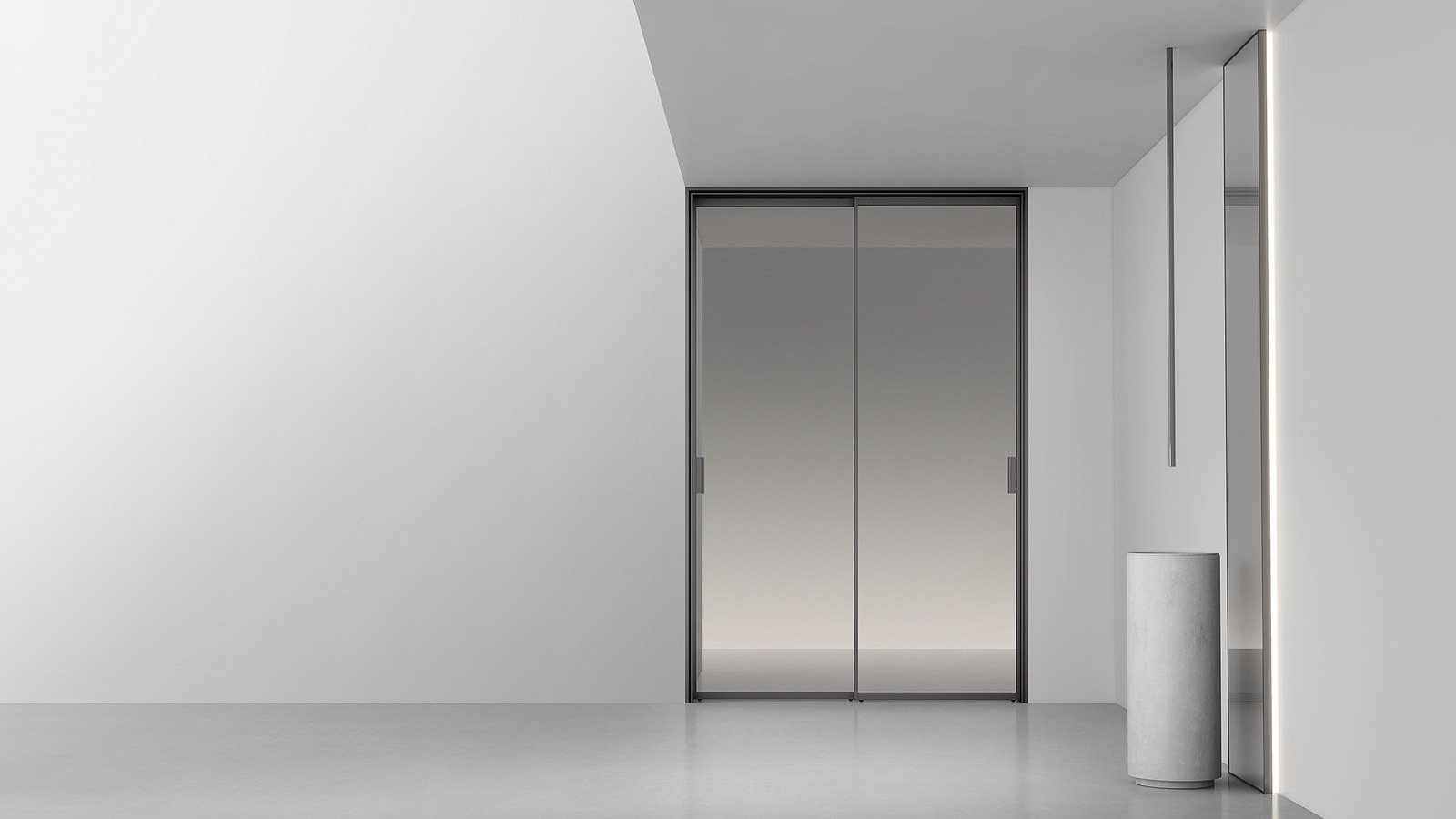 A frameless walk-in shower screen