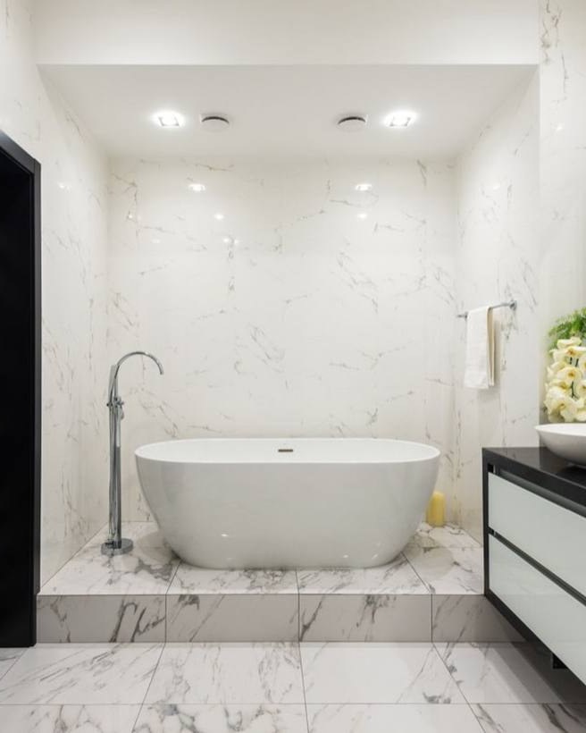 Wall-mounted vanities specified for a multi-unit project