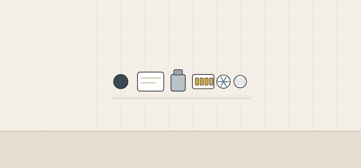 Illustration of sensor faucet parts: sensor window, control module, solenoid valve, battery pack, turbine and filter