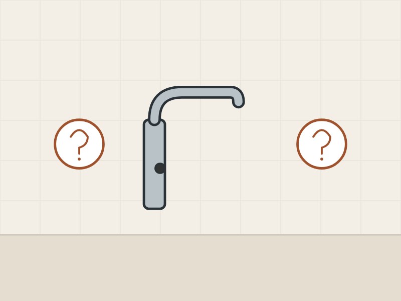 Illustration of a sensor faucet between two question marks