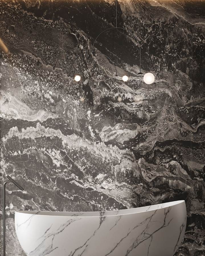 A custom solid surface bathtub in a villa setting