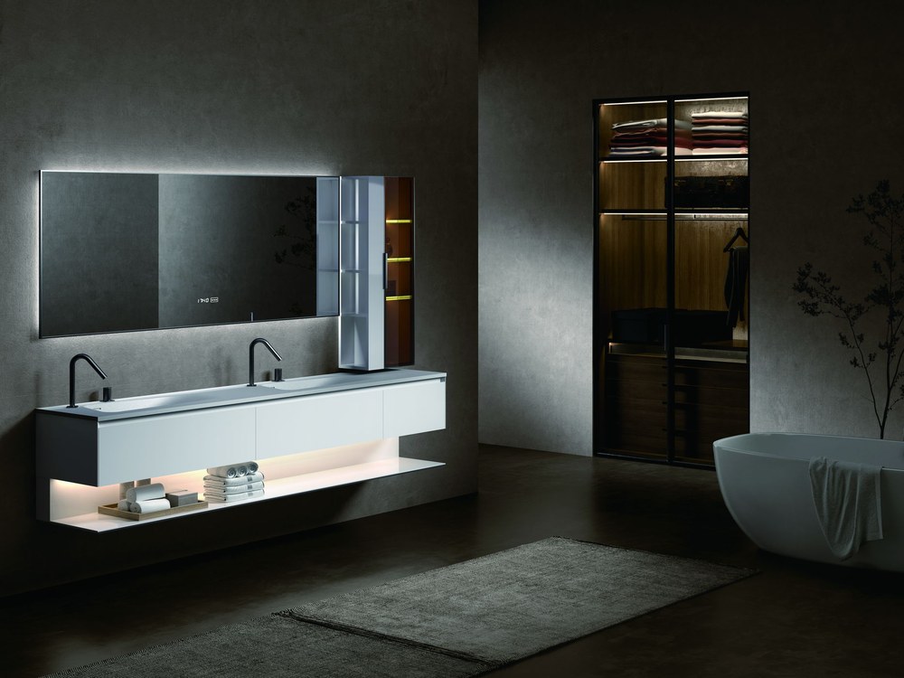 A bathroom vanity set in a boutique hotel