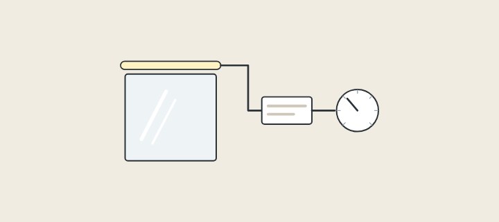 Illustration: a lit mirror wired to a driver box and a rotary dimmer