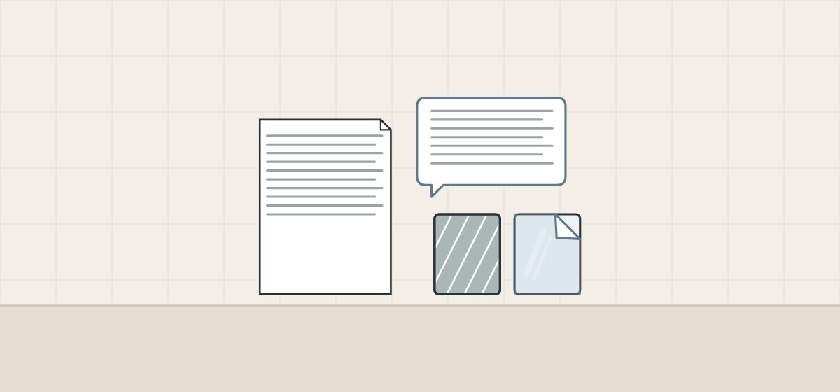 Illustration of a request document and message bubble with a backed mirror and a film-covered mirror front
