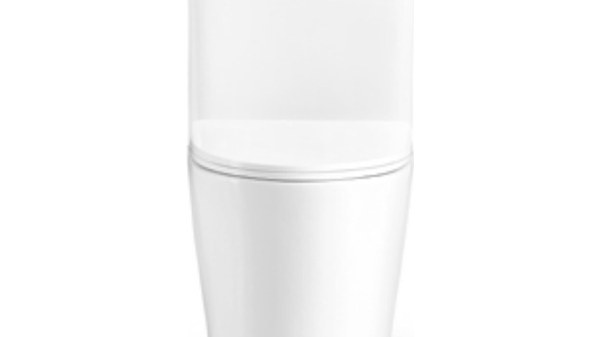 A close-coupled two-piece toilet shown from the side